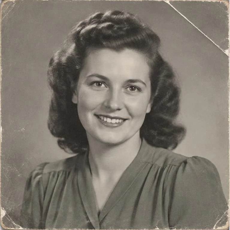 Illustrative damaged black-and-white original portrait